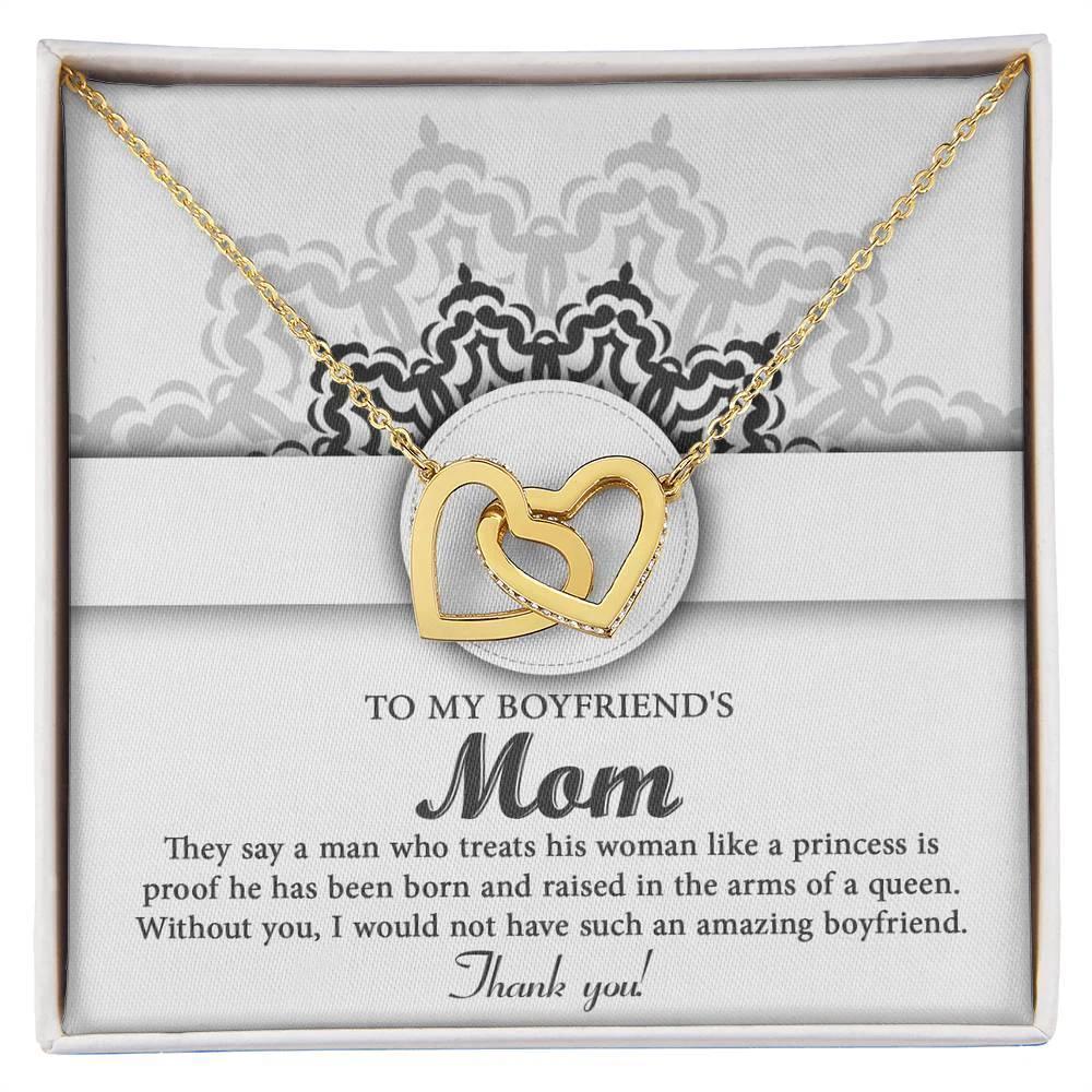 Gift for Boyfriend's Mother Thank You for Raising an Amazing Man Interlocking Hearts Pendant Necklace