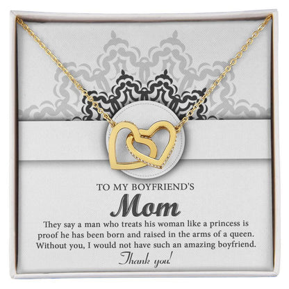 Gift for Boyfriend's Mother Thank You for Raising an Amazing Man Interlocking Hearts Pendant Necklace - Mallard Moon Gift Shop
