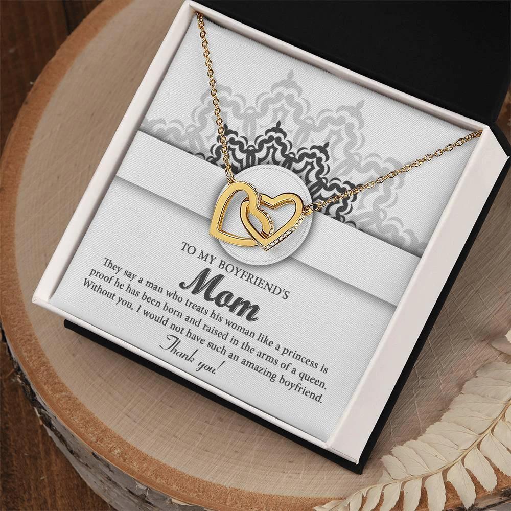 Gift for Boyfriend's Mother Thank You for Raising an Amazing Man Interlocking Hearts Pendant Necklace
