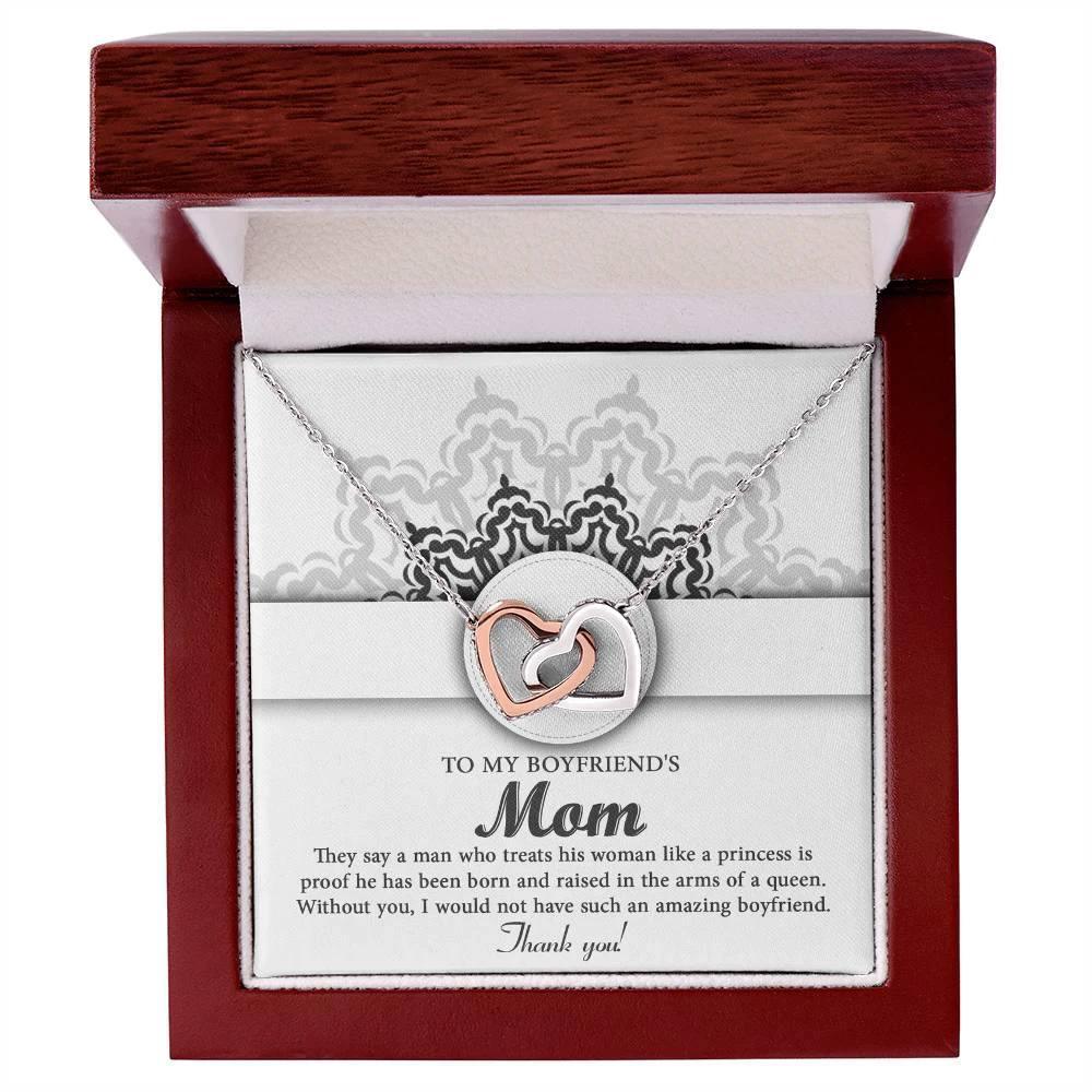 Gift for Boyfriend's Mother Thank You for Raising an Amazing Man Interlocking Hearts Pendant Necklace