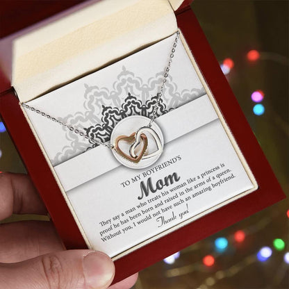 Gift for Boyfriend's Mother Thank You for Raising an Amazing Man Interlocking Hearts Pendant Necklace - Mallard Moon Gift Shop