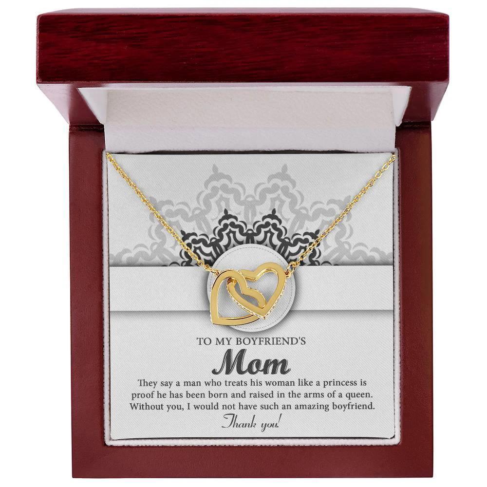 Gift for Boyfriend's Mother Thank You for Raising an Amazing Man Interlocking Hearts Pendant Necklace