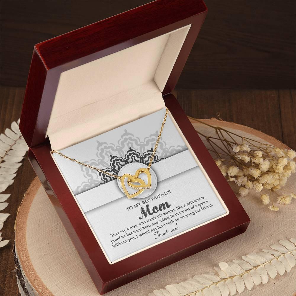 Gift for Boyfriend's Mother Thank You for Raising an Amazing Man Interlocking Hearts Pendant Necklace - Mallard Moon Gift Shop