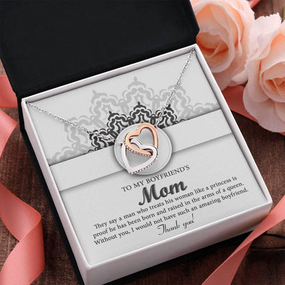 Gift for Boyfriend's Mother Thank You for Raising an Amazing Man Interlocking Hearts Pendant Necklace - Mallard Moon Gift Shop