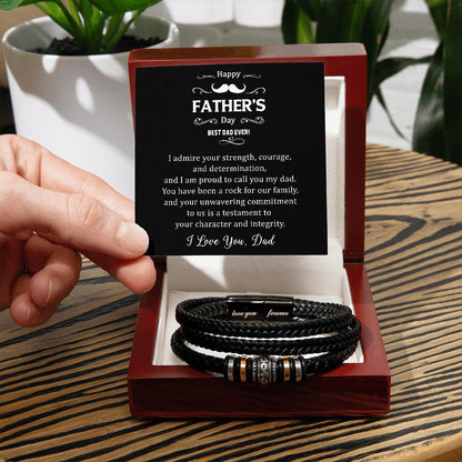 Gift for Dad I Admire your Courage Braided Leather Bracelet - Mallard Moon Gift Shop