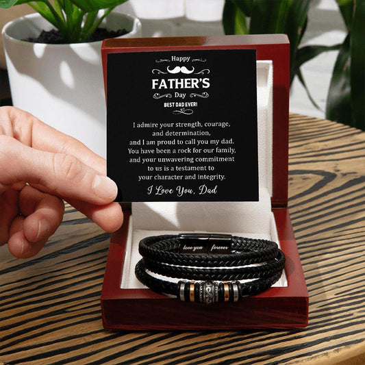 Gift for Dad I Admire your Courage Braided Leather Bracelet - Mallard Moon Gift Shop