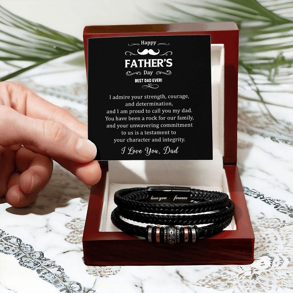 Gift for Dad I Admire your Courage Braided Leather Bracelet - Mallard Moon Gift Shop