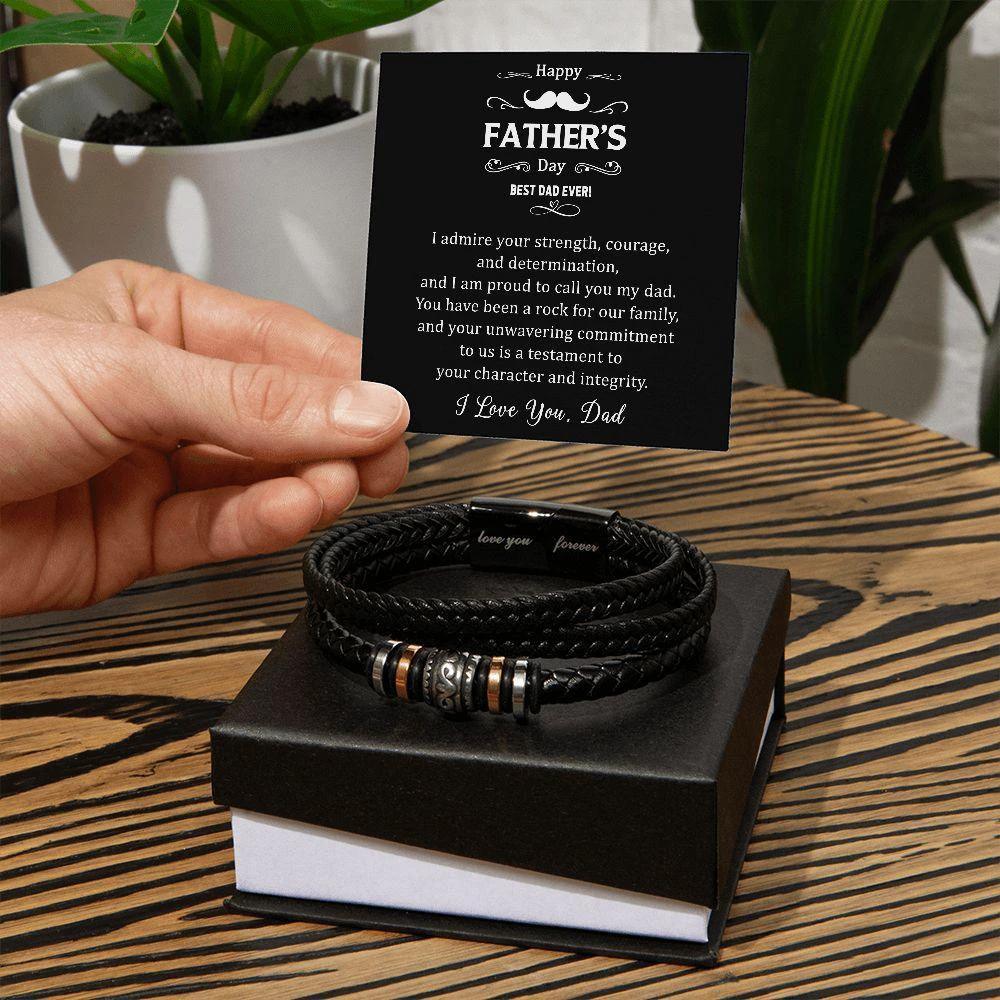 Gift for Dad I Admire your Courage Braided Leather Bracelet