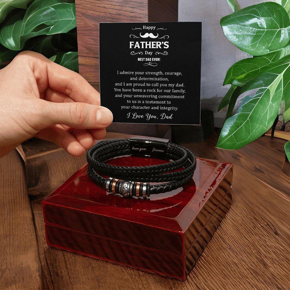 Gift for Dad I Admire your Courage Braided Leather Bracelet
