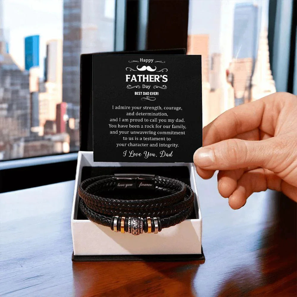 Gift for Dad I Admire your Courage Braided Leather Bracelet