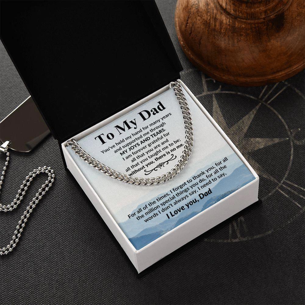 Gift for Dad I Am Forever Grateful For All That You Are Cuban Chain Link Necklace