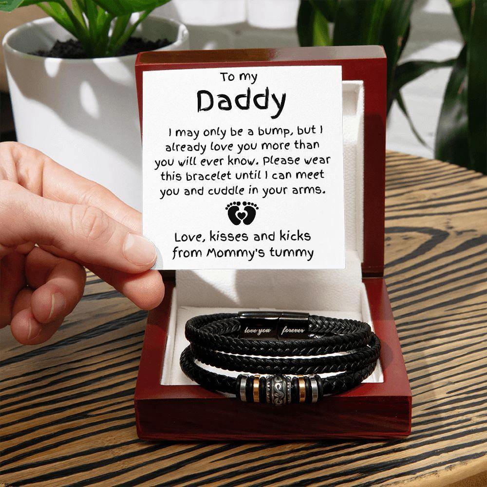 Gift for Dad to Be Love the Bump Leather Bracelet