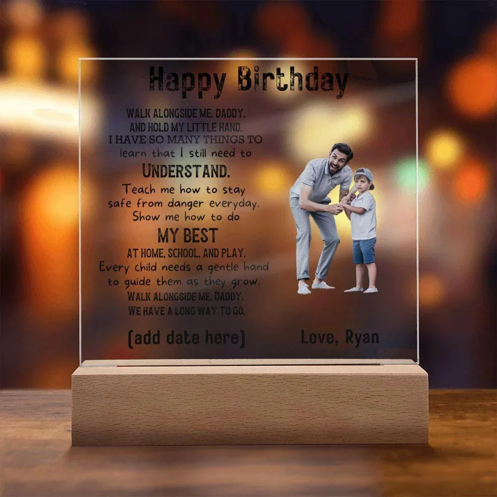 Gift for Dad Walk with Me Personalized Photo Upload Acrylic Plaque