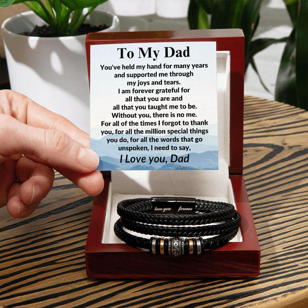 Gift for Dad Without You There Is No Me Braided Leather Bracelet