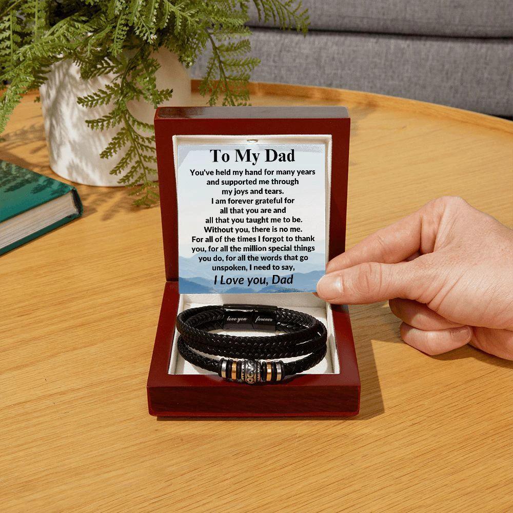Gift for Dad Without You There Is No Me Braided Leather Bracelet