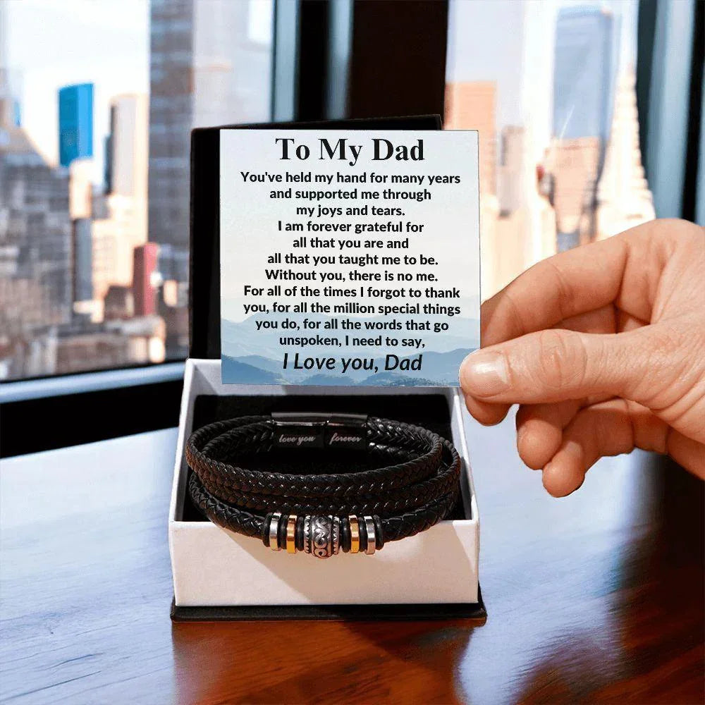Gift for Dad Without You There Is No Me Braided Leather Bracelet