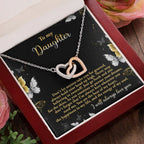 Gift for Daughter - Pursue Your Dreams I Will Always Love You Interlocking Hearts Necklace