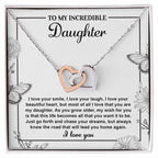 Gift for Daughter with Inspirational Message -I Love Your Smile - Lead You Home Interlocking Hearts Necklace