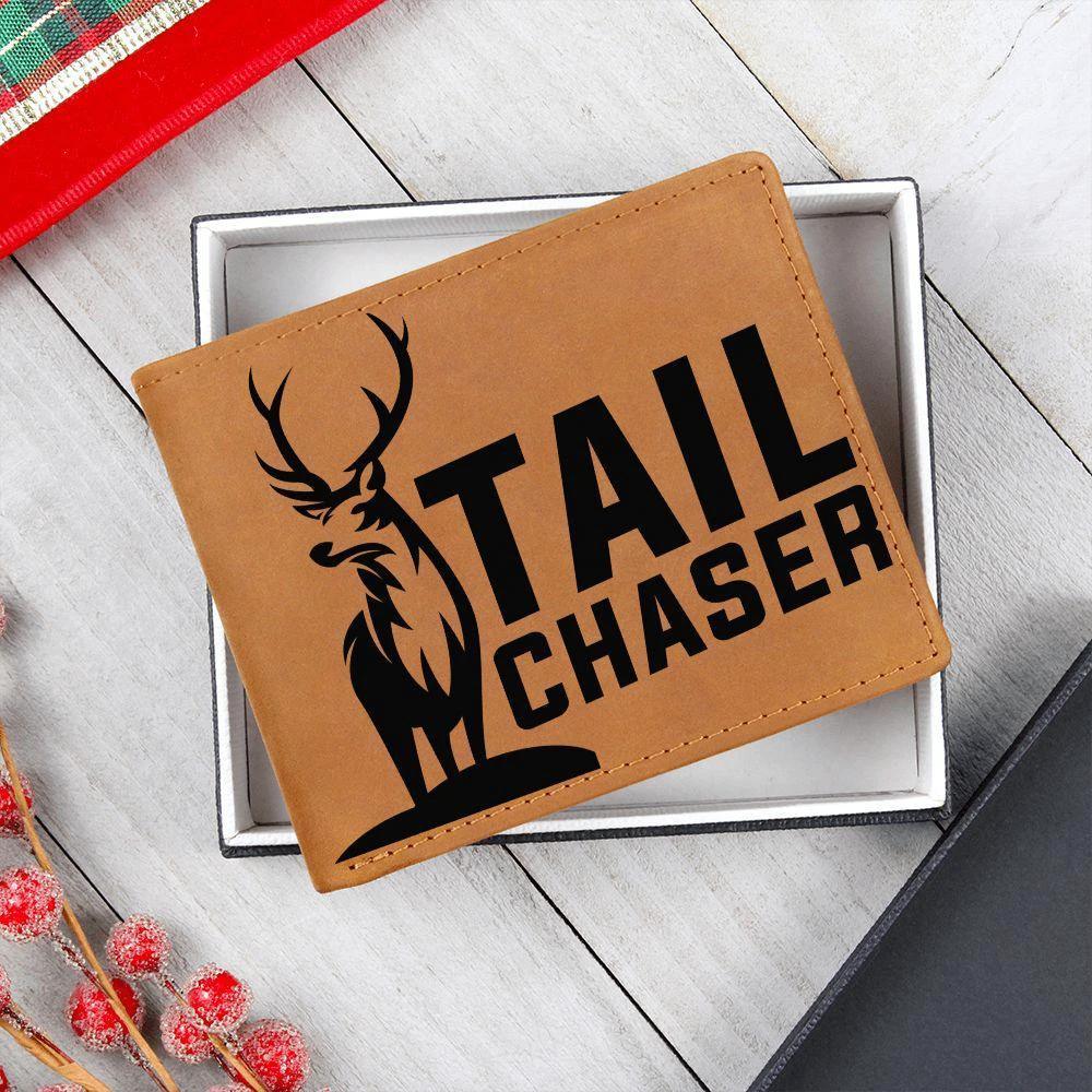 Gift for Deer Hunter Tail Chaser Leather Wallet