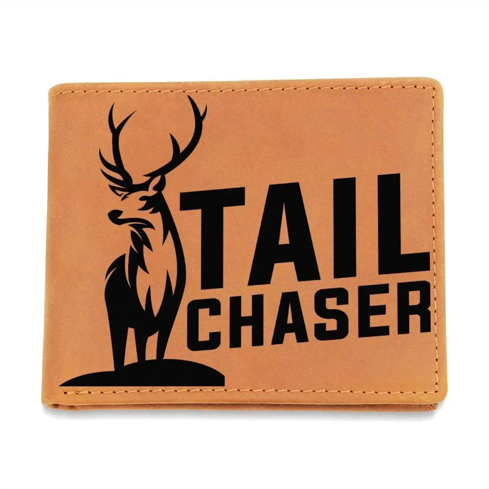 Gift for Deer Hunter Tail Chaser Leather Wallet