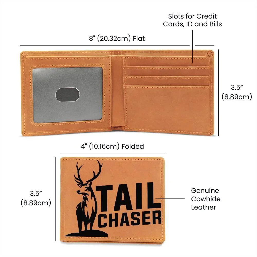 Gift for Deer Hunter Tail Chaser Leather Wallet