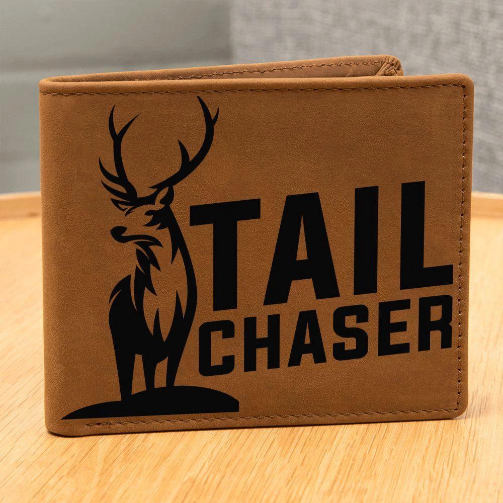 Gift for Deer Hunter Tail Chaser Leather Wallet