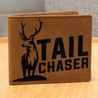 Gift for Deer Hunter Tail Chaser Leather Wallet