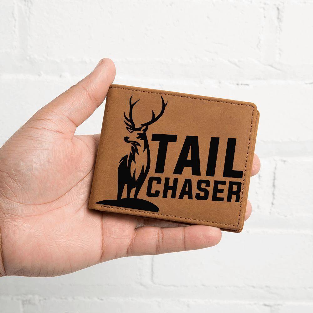 Gift for Deer Hunter Tail Chaser Leather Wallet