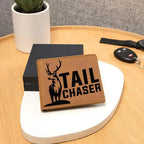 Gift for Deer Hunter Tail Chaser Leather Wallet