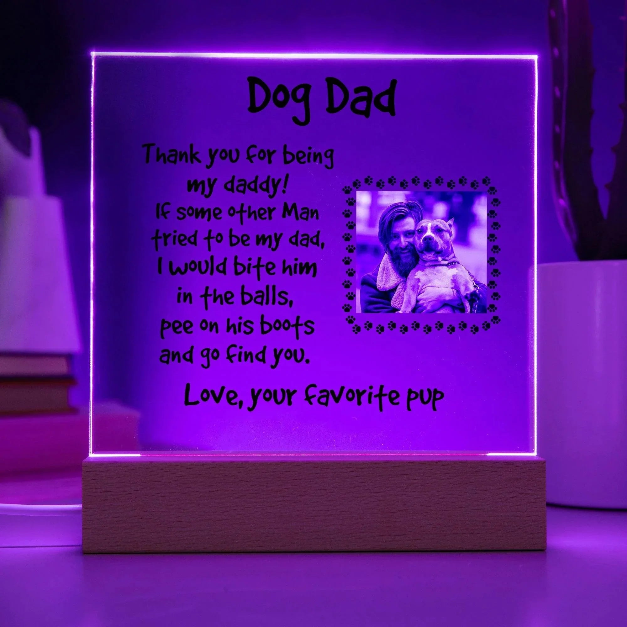 Gift for Dog Dad Custom Photo Upload Acrylic Plaque