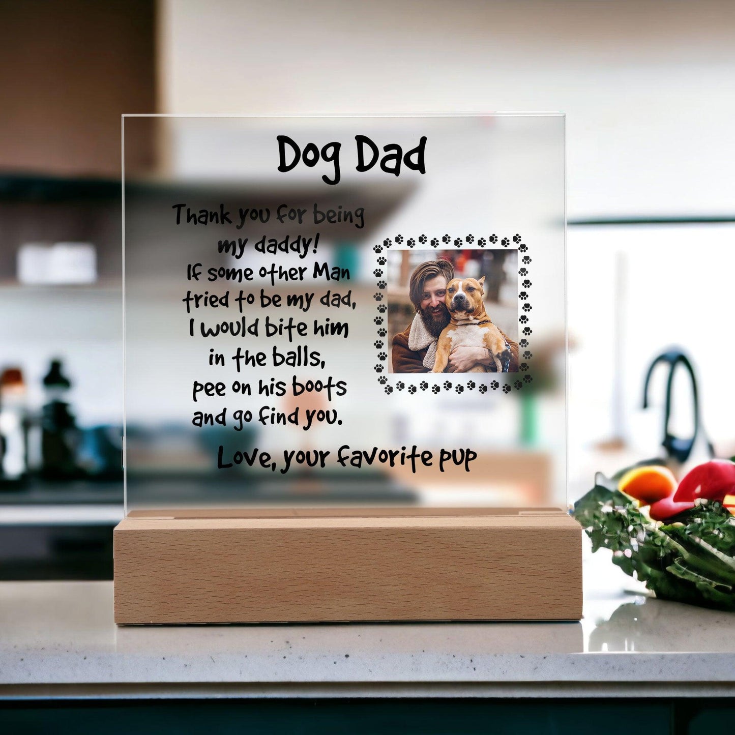 Gift for Dog Dad Custom Photo Upload Acrylic Plaque - Mallard Moon Gift Shop