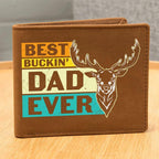 Gift for Father Best Buckin' Dad Ever Leather Wallet