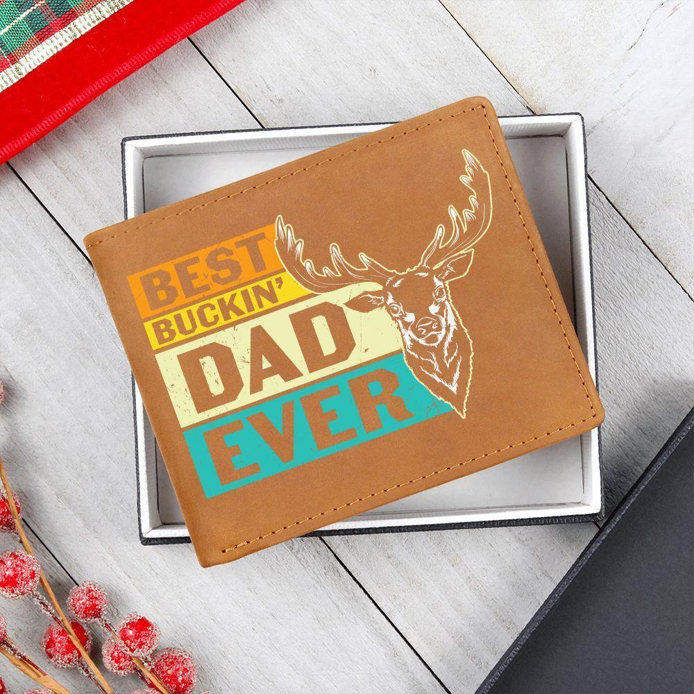 Gift for Father Best Buckin' Dad Ever Leather Wallet