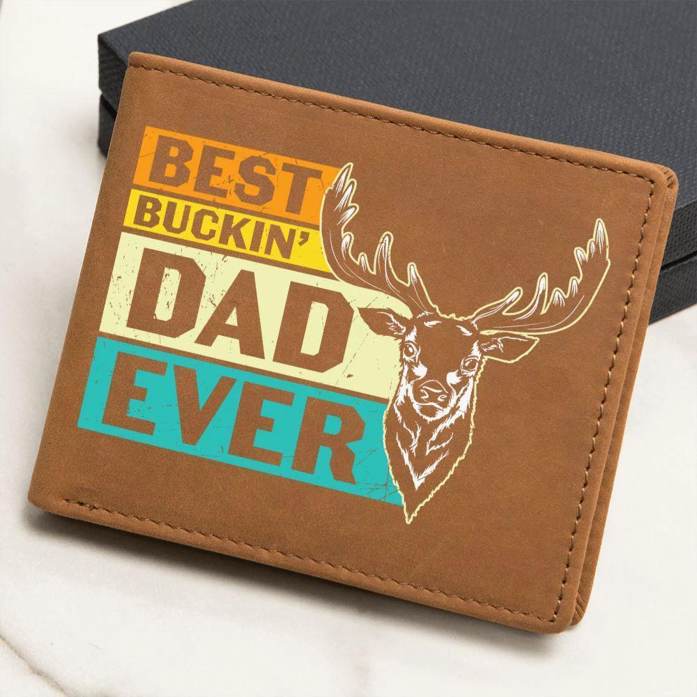 Gift for Father Best Buckin' Dad Ever Leather Wallet