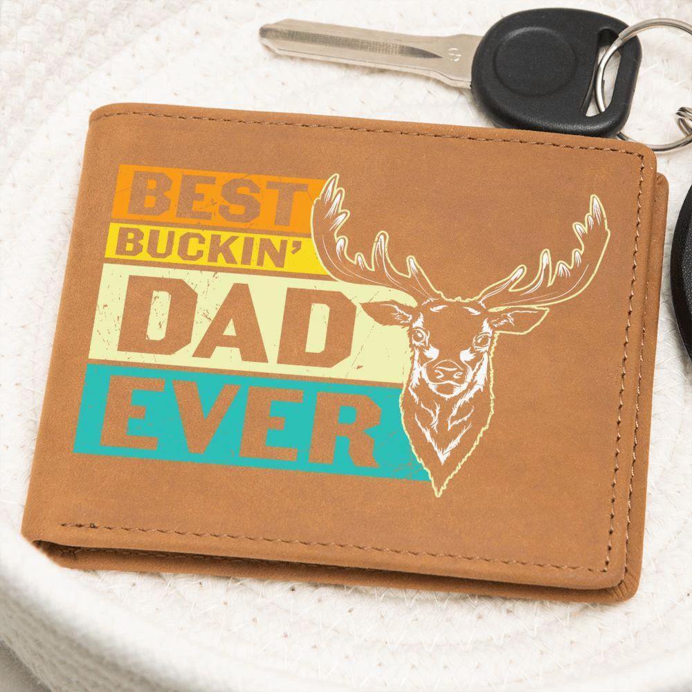 Gift for Father Best Buckin' Dad Ever Leather Wallet