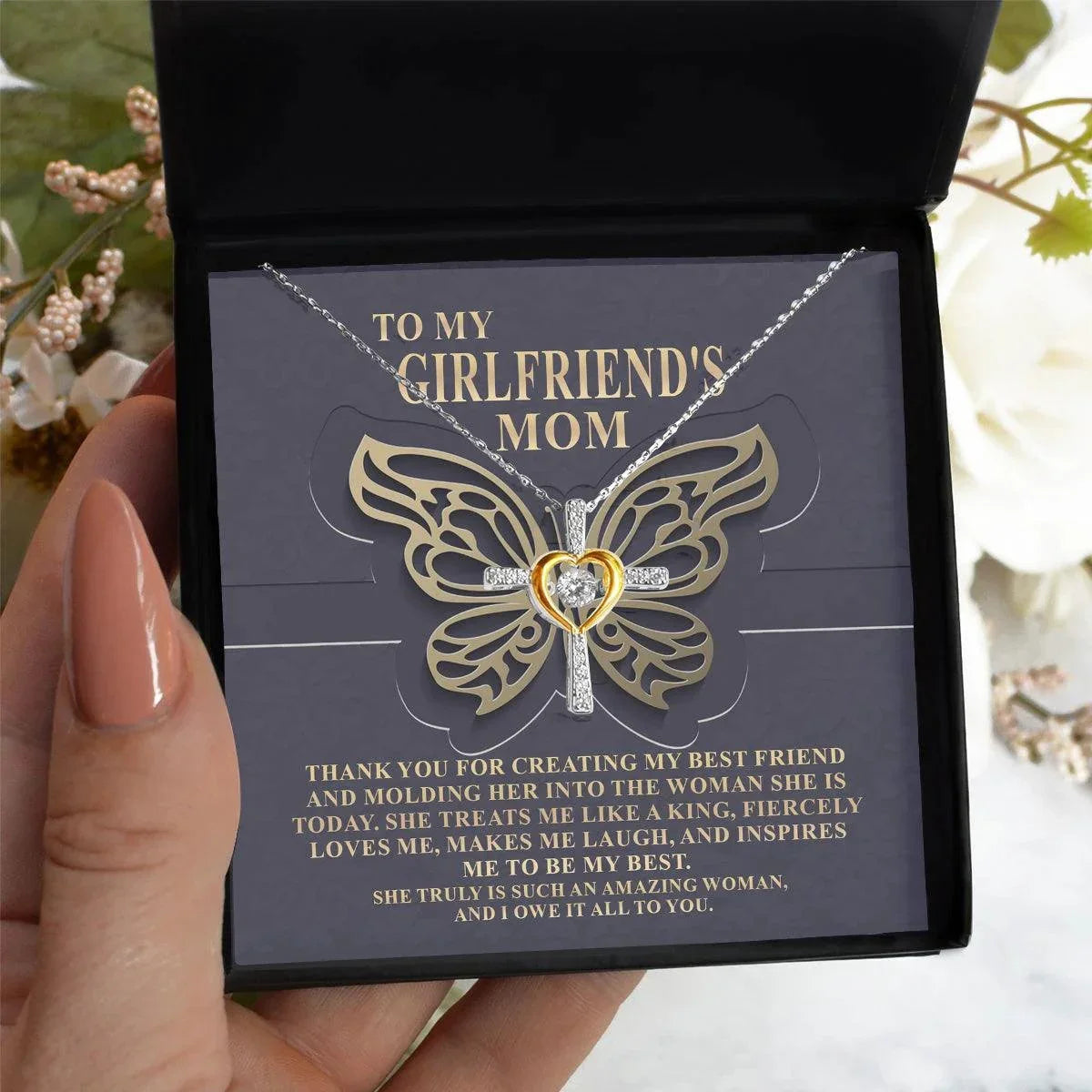 Gift for Girlfriend's Mom Thank You For My Best Friend Cross Pendant Necklace