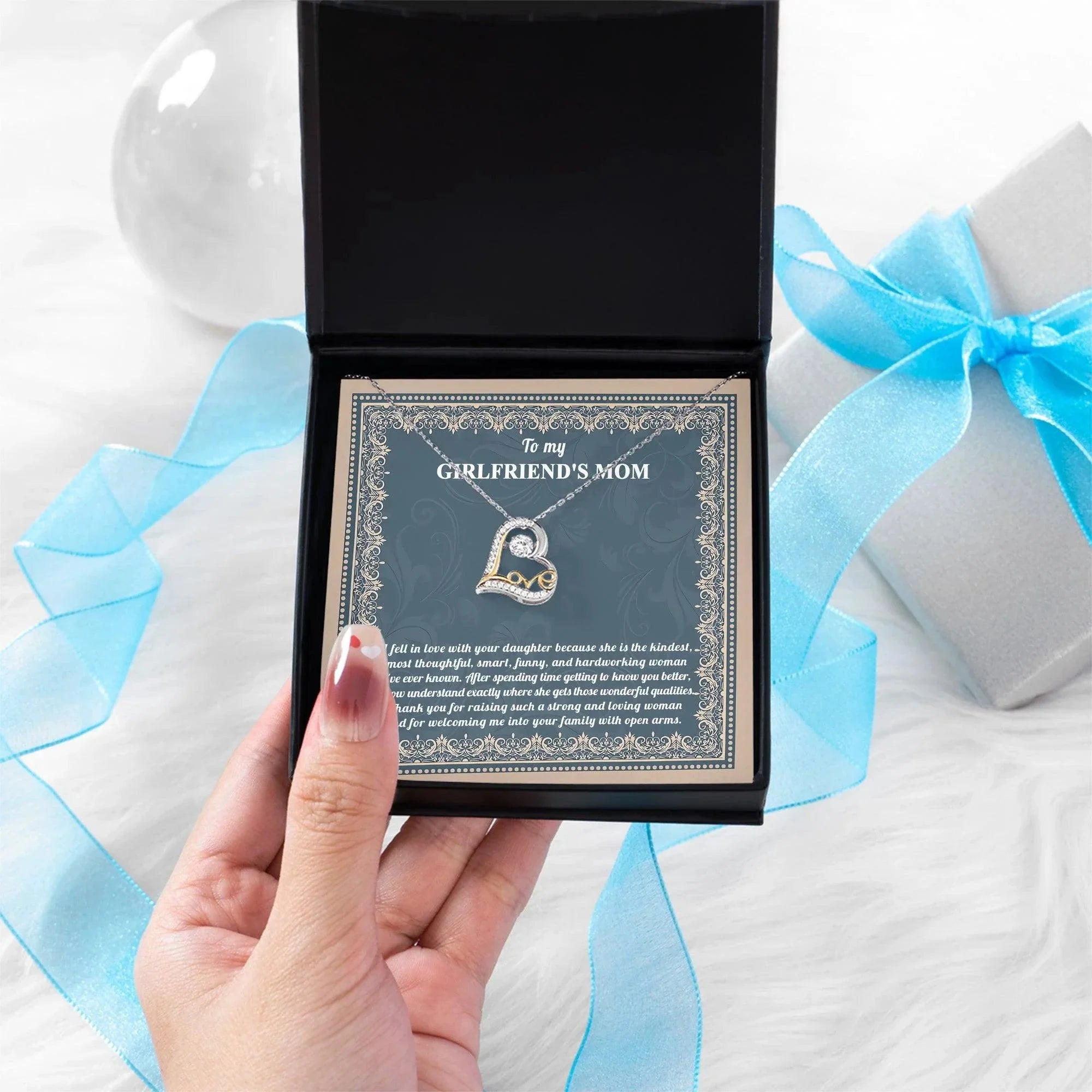 Gift for Girlfriend's Mother Thank You For Raising a Wonderful Woman Heart Pendant Necklace
