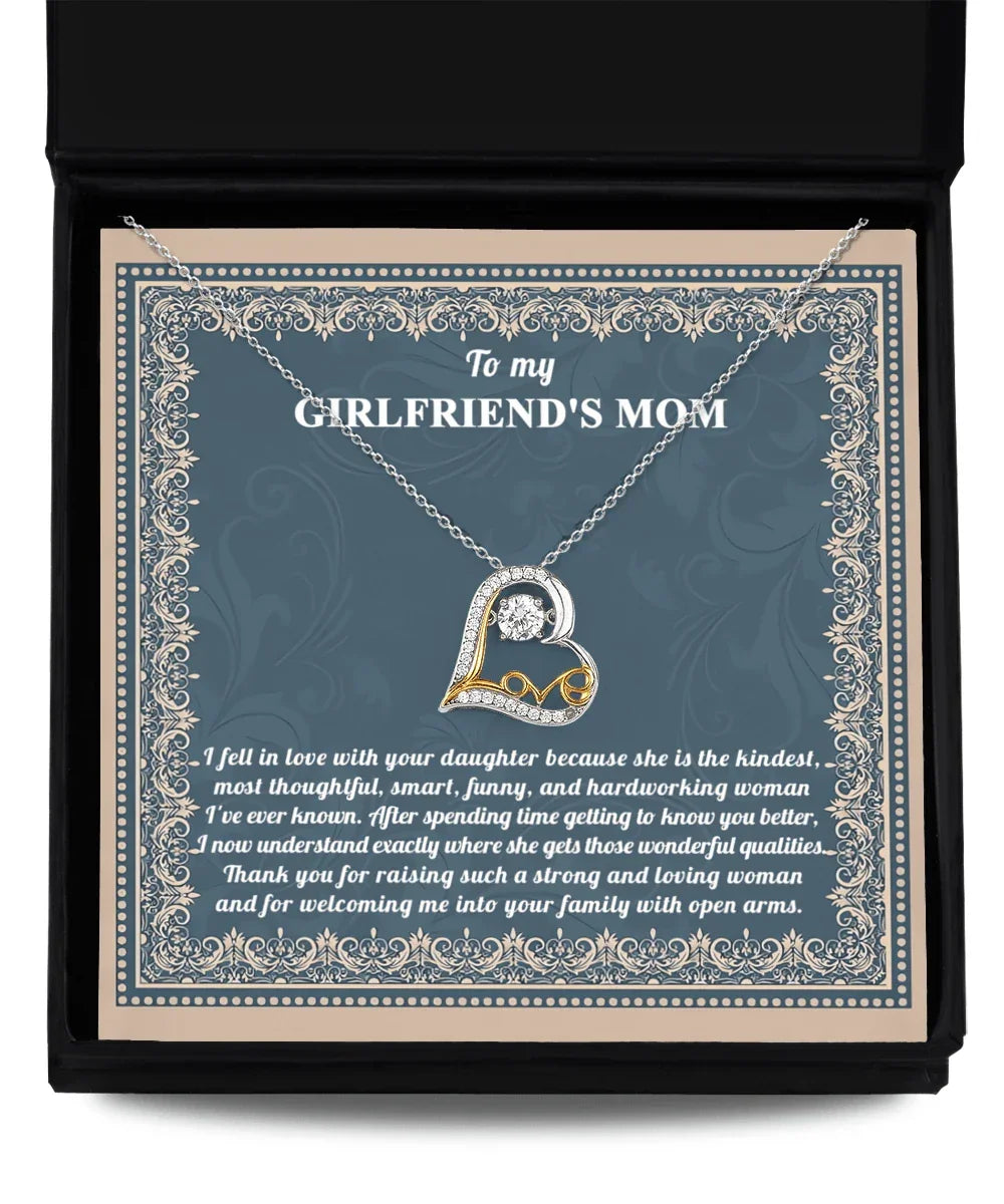 Gift for Girlfriend's Mother Thank You For Raising a Wonderful Woman Heart Pendant Necklace