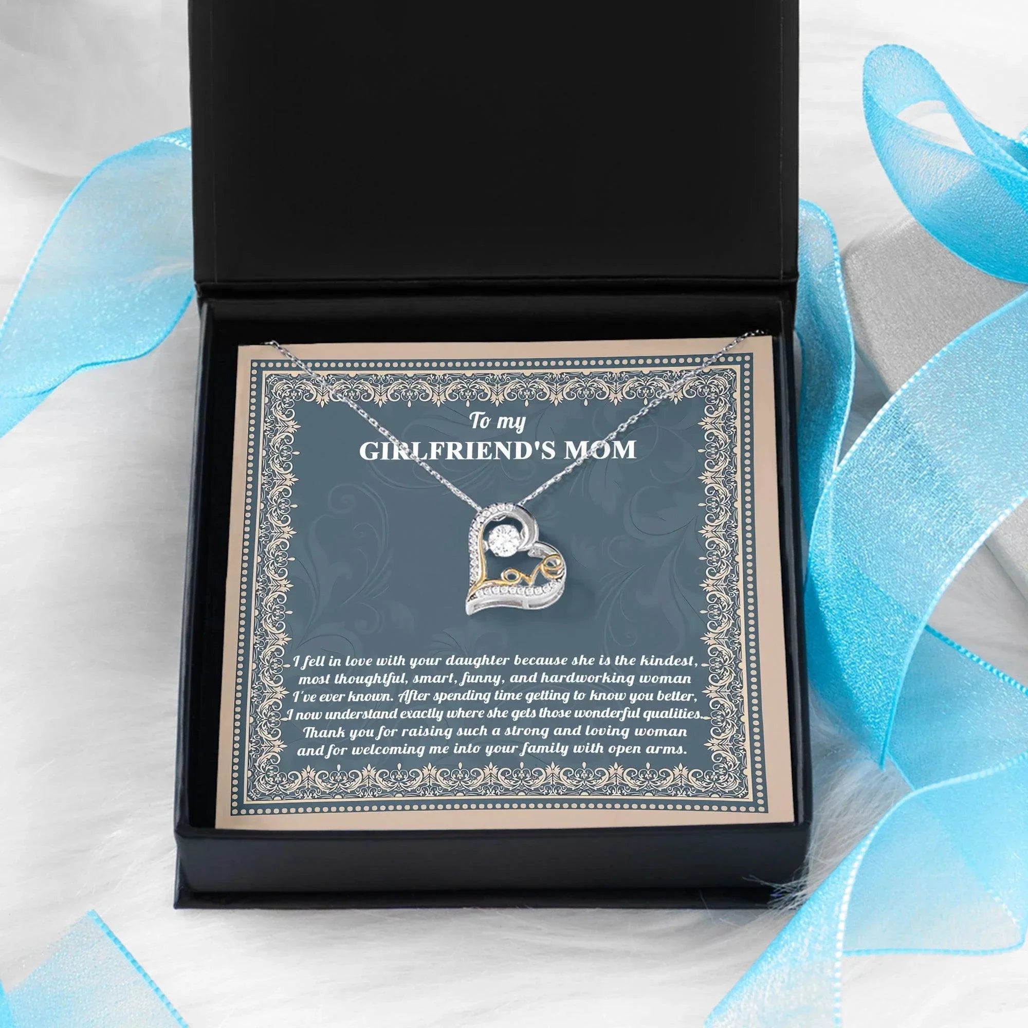 Gift for Girlfriend's Mother Thank You For Raising a Wonderful Woman Heart Pendant Necklace