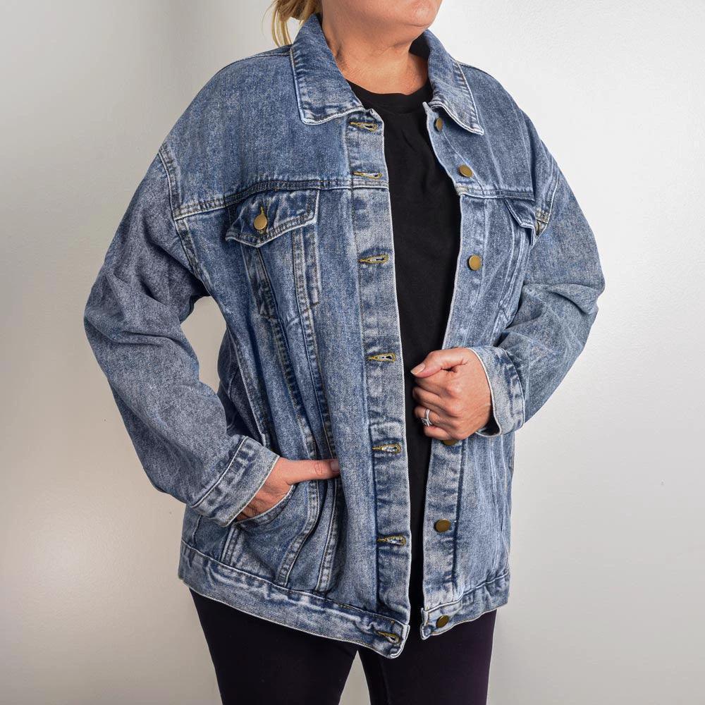 Gift For Grandmother - Grandmasaurus Oversized Denim Jacket
