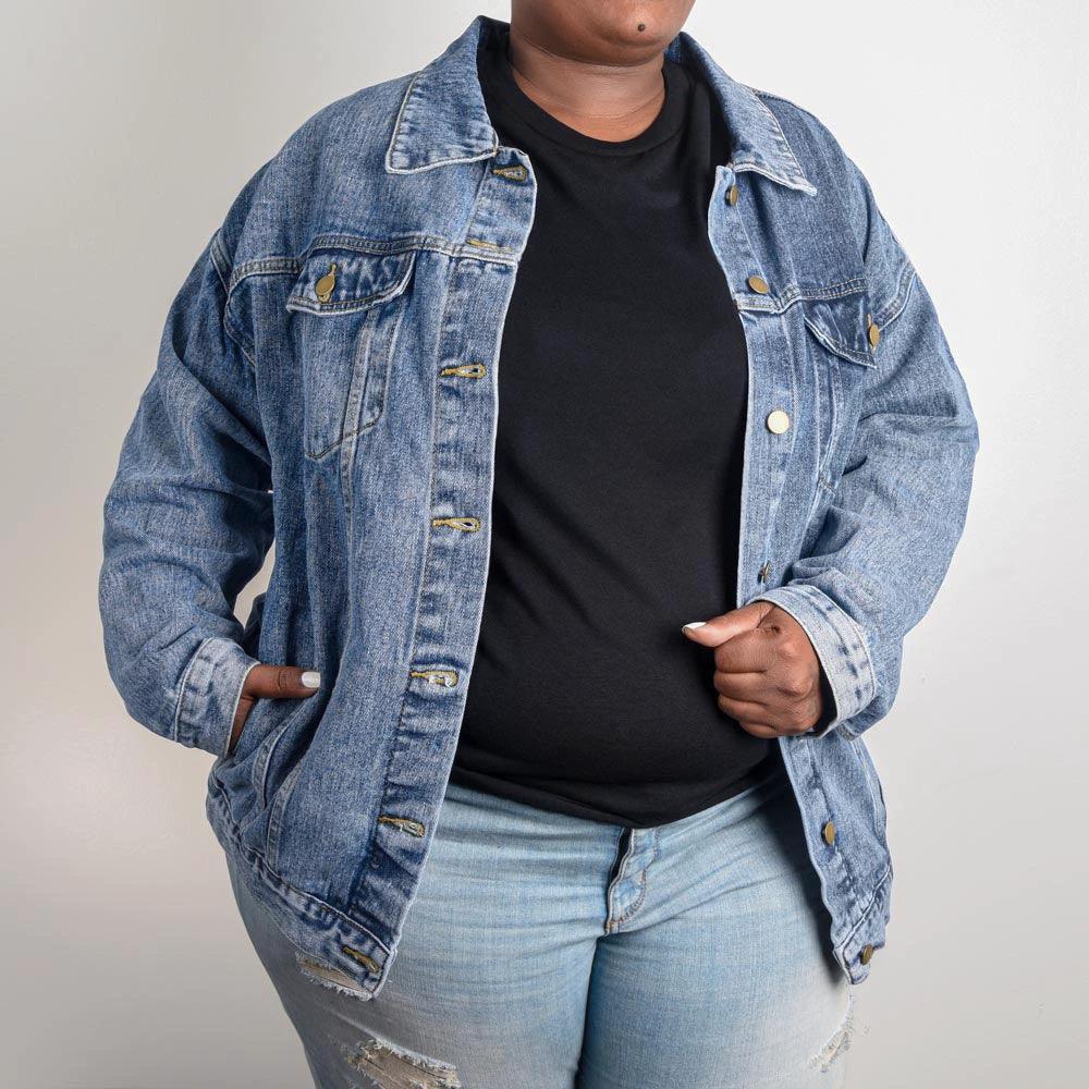Gift For Grandmother - Grandmasaurus Oversized Denim Jacket