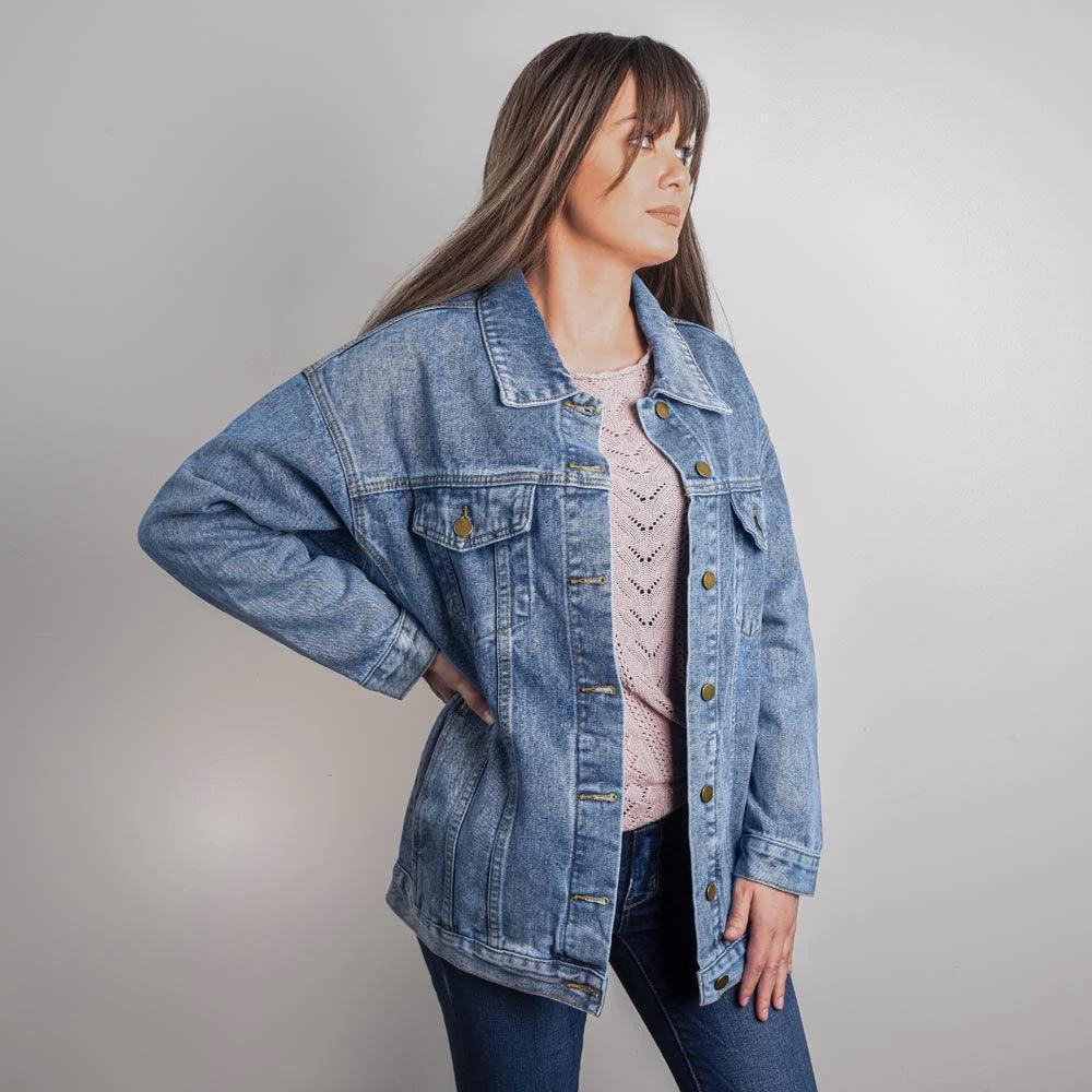 Gift For Grandmother - Grandmasaurus Oversized Denim Jacket
