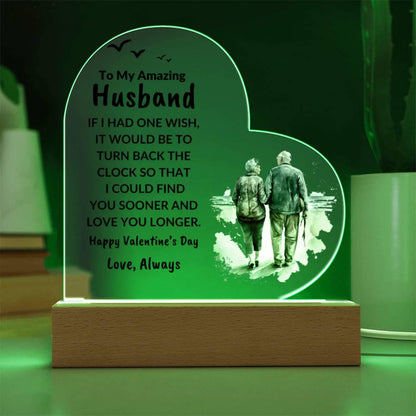 Gift for Husband Love You Longer Personalized Anniversary Birthday Valentine's Day Acrylic Heart Plaque - Mallard Moon Gift Shop
