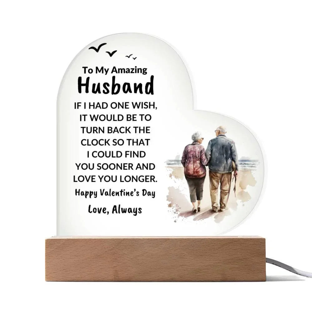 Gift for Husband Love You Longer Personalized Anniversary Birthday Valentine's Day Acrylic Heart Plaque