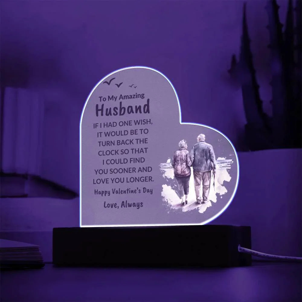 Gift for Husband Love You Longer Personalized Anniversary Birthday Valentine's Day Acrylic Heart Plaque