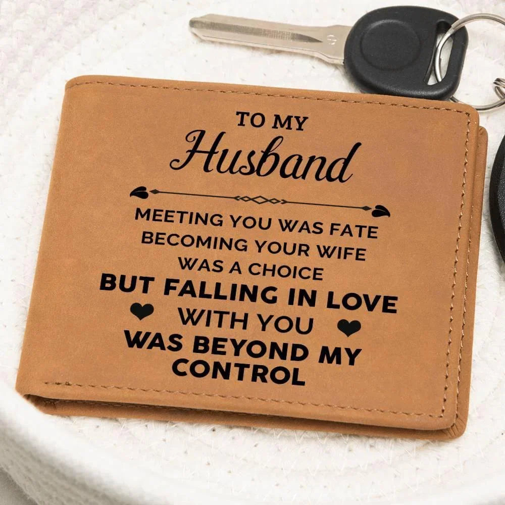 Gift for Husband Meeting you Was Fate Genuine Leather Cowhide Wallet
