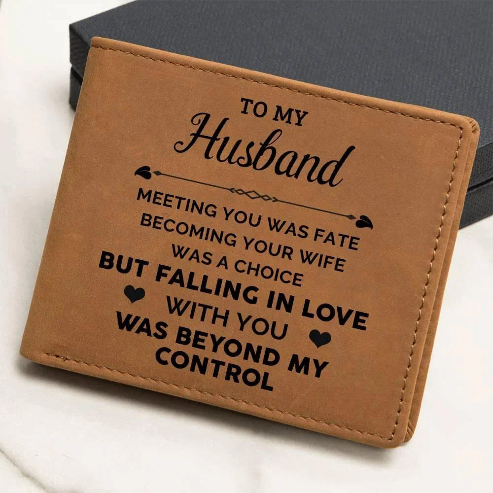Gift for Husband Meeting you Was Fate Genuine Leather Cowhide Wallet
