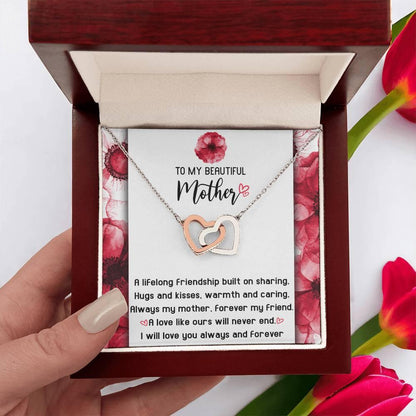 Gift for Mom Always my Mother Forever my Friend Interlocking Hearts Necklace - Mallard Moon Gift Shop