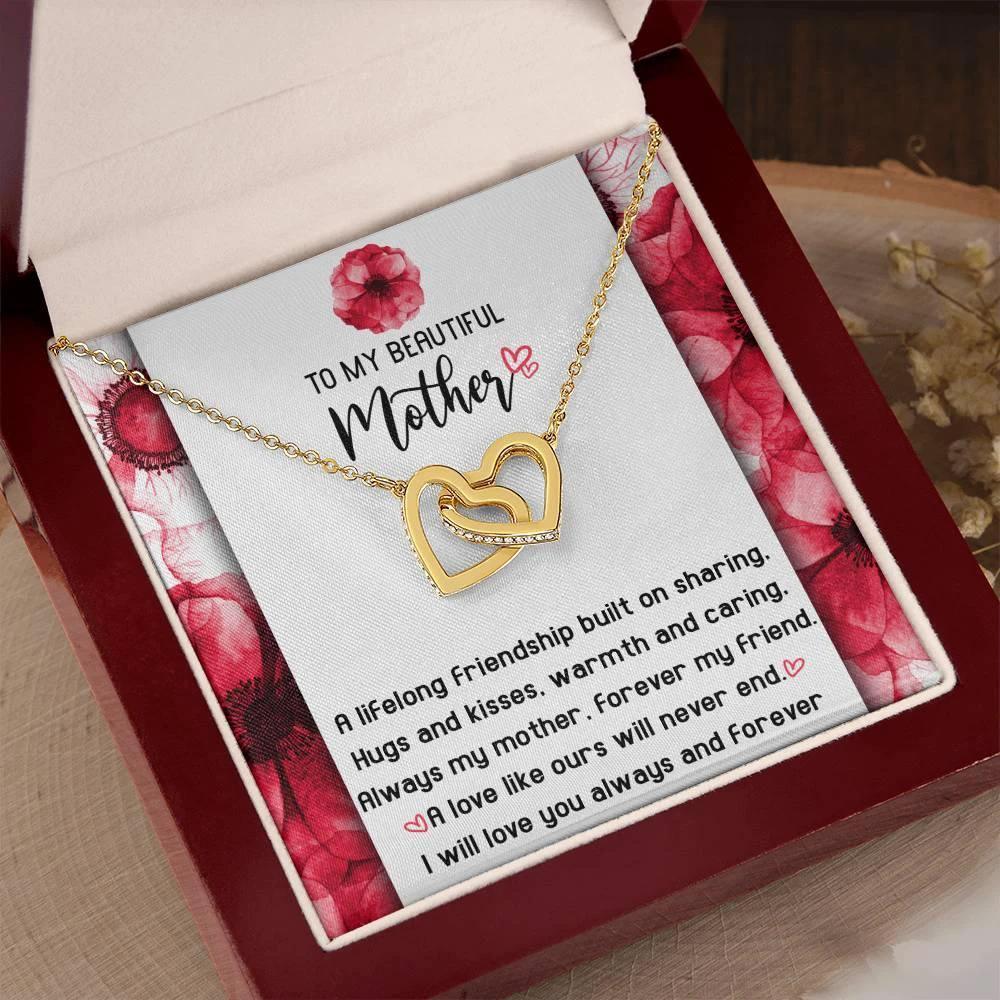 Gift for Mom Always my Mother Forever my Friend Interlocking Hearts Necklace