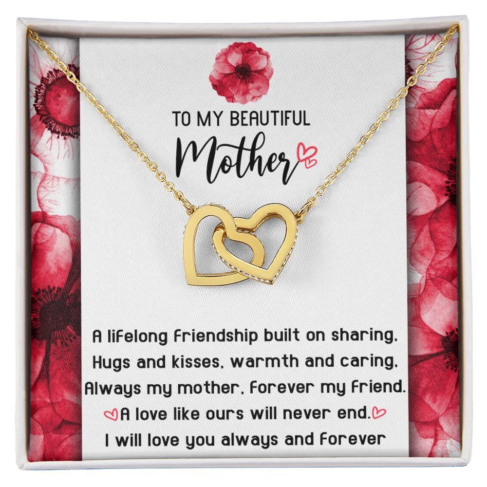 Gift for Mom Always my Mother Forever my Friend Interlocking Hearts Necklace - Mallard Moon Gift Shop